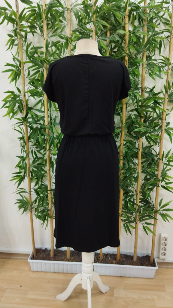 Rochie midi din viscoză pentru femei, cu mânecă scurtă, decolteu deschis, talie cu curea, crăpătură laterală, 24109