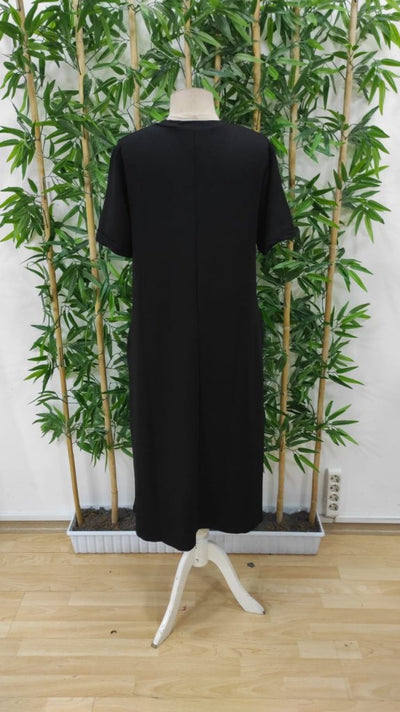 Rochie lungă cu două fire, cu mânecă scurtă, de damă, cu decolteu în V și detalii buzunare, din viscoză, 24160