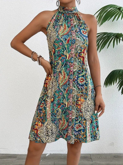 Rochie midi Supreme fără mâneci, cu decolteu halter și imprimeu, 34347