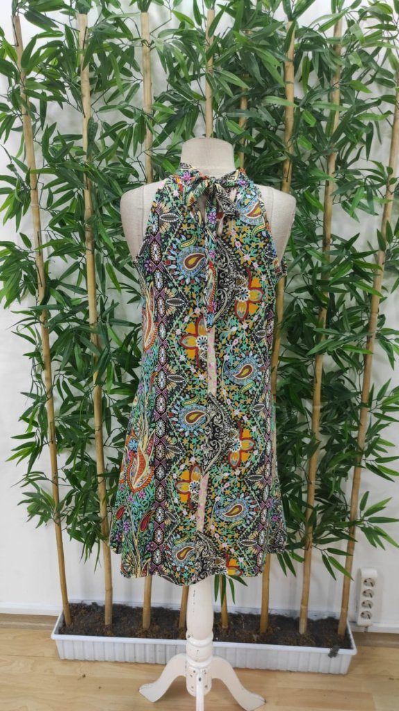 Rochie midi Supreme fără mâneci, cu decolteu halter și imprimeu, 34347