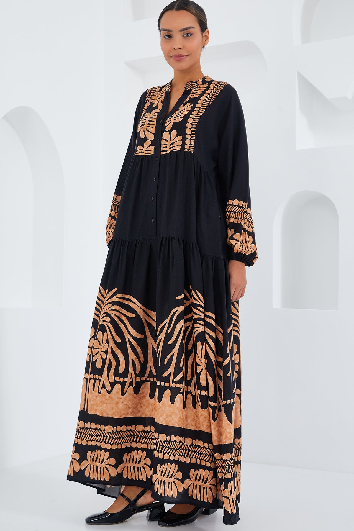 Rochie Hijab Visc Negru Vison Femei 2423