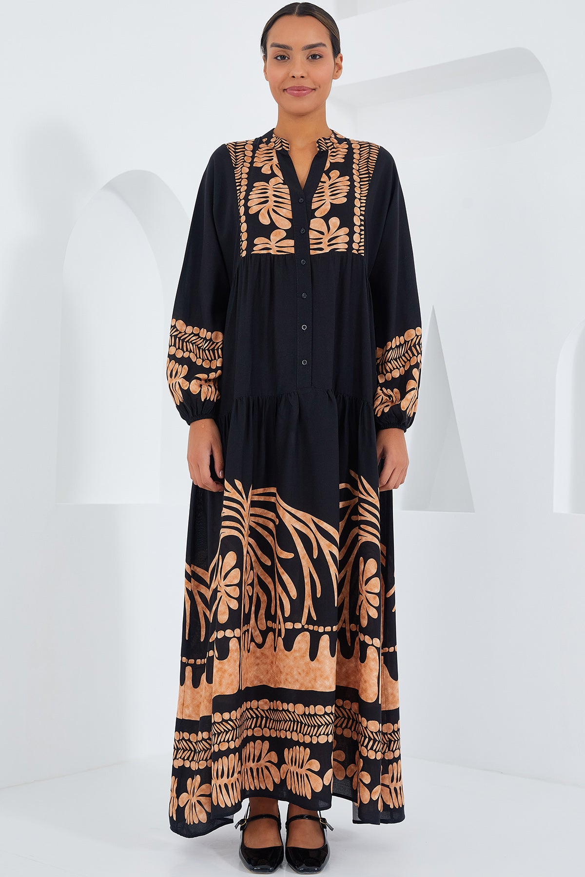 Rochie Hijab Visc Negru Vison Femei 2423