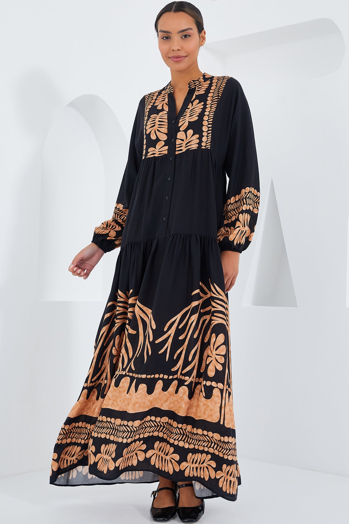 Rochie Hijab Visc Negru Vison Femei 2423