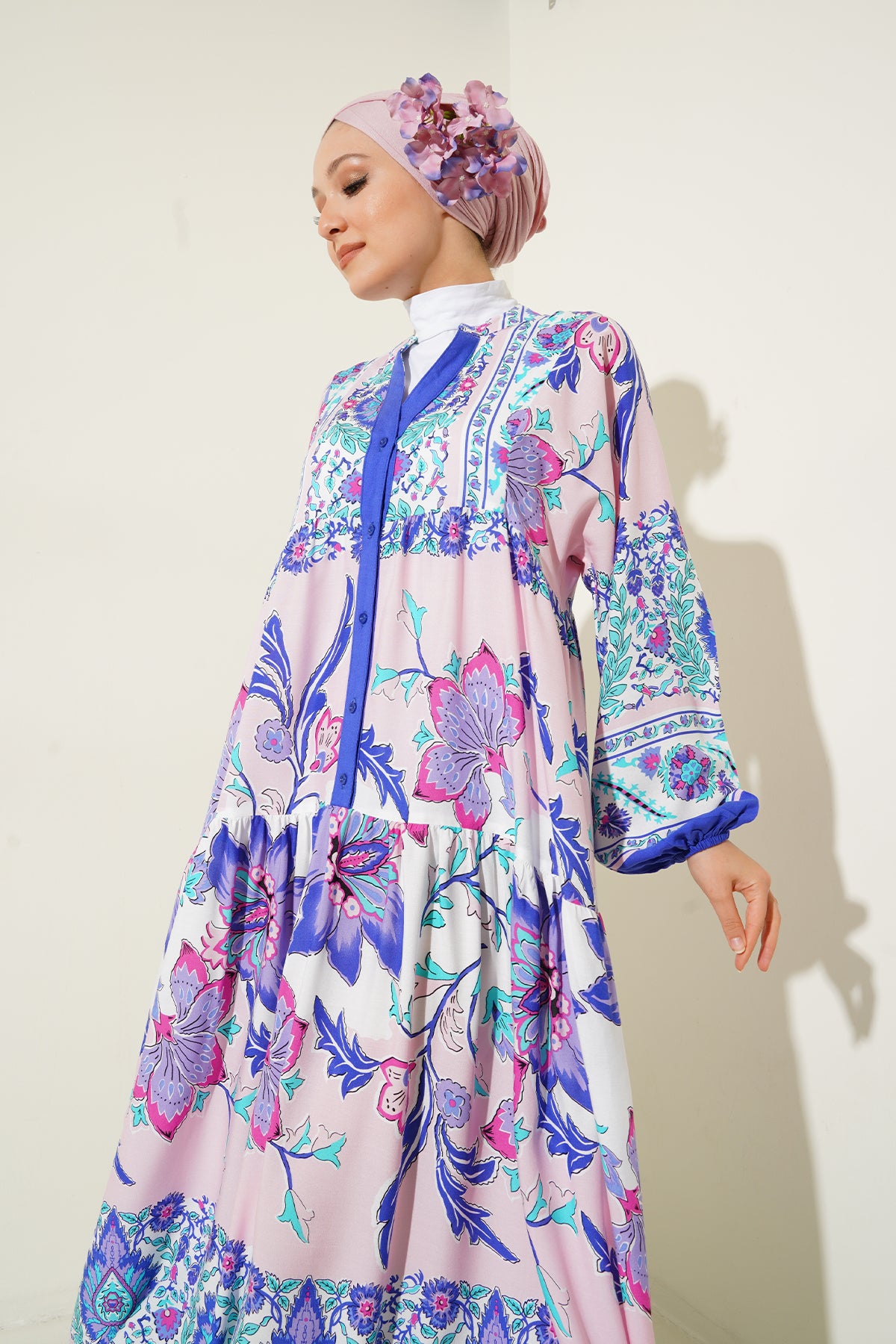 Rochie tesettür cu model autentic 2423 - D.Lacivert