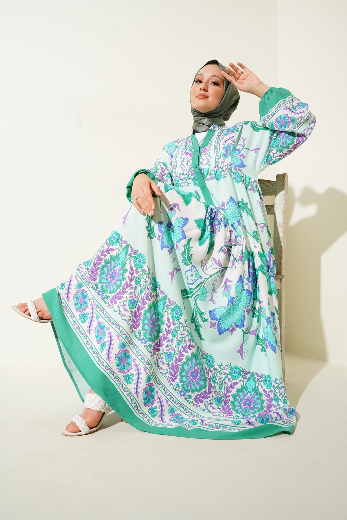 Rochie tesettür cu model autentic 2423 - D.Mint