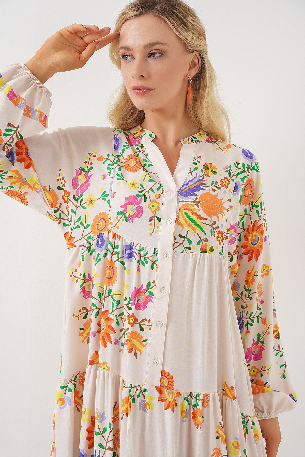 Rochie Hijab Cu Model Autentic 2423 - Portocaliu Deschis