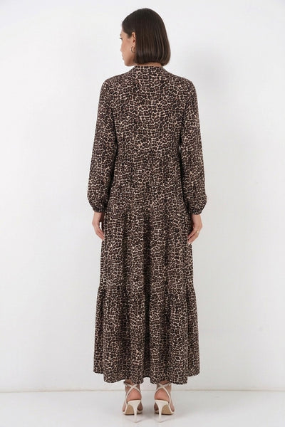 2423 Rochie cu model autentic, tip închidere - Camel