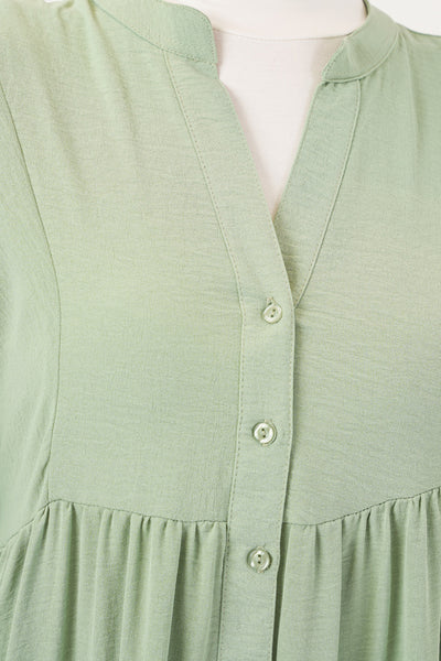 2423 Rochie Hijab Autentică cu Model - Verde Deschis