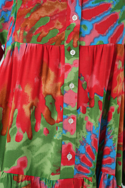 2423 Rochie modestă cu model autentic - Roșu L.