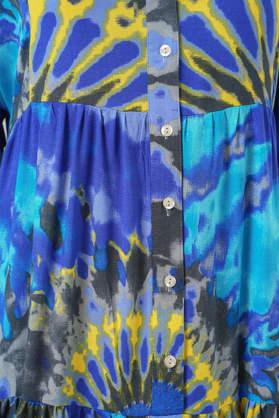 2423 Rochie de modestie cu model etnic - Sax deschis