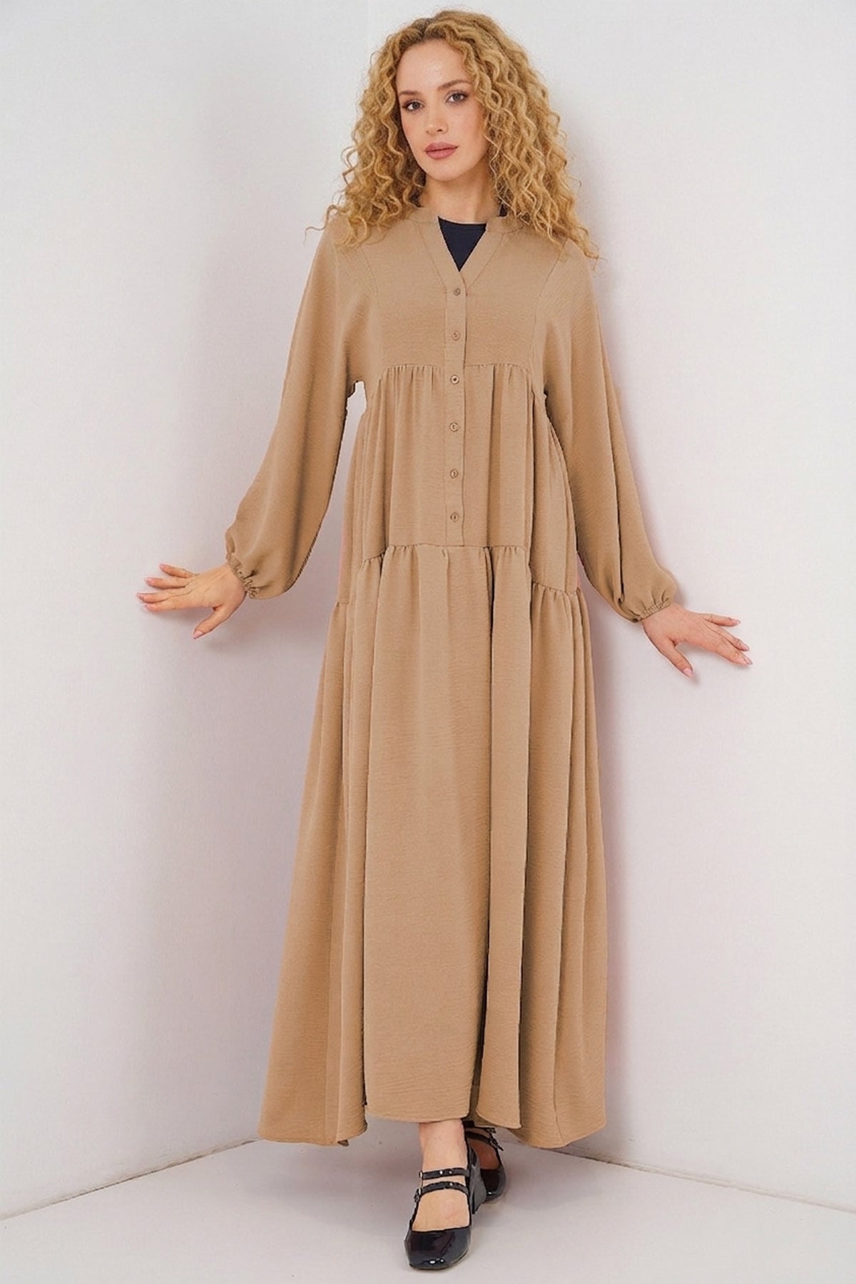 Rochie Hijab Visc Tan Negru Femei 2423
