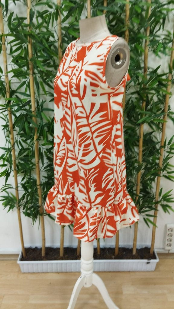 Rochie de damă Sofia, fără mâneci, cu guler rotund și model cu volane, 34325