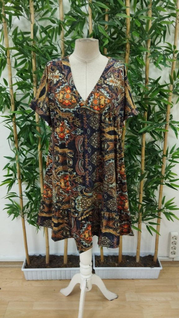 Rochie Supreme pentru femei, cu mânecă scurtă, decolteu în V, evazată, cu model, 34165