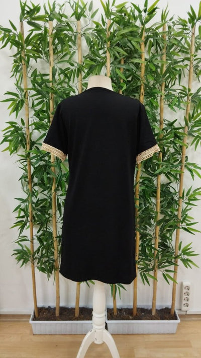 Women's Short Sleeve V-Neck Lace Viscose Two-Thread Dress, 33670