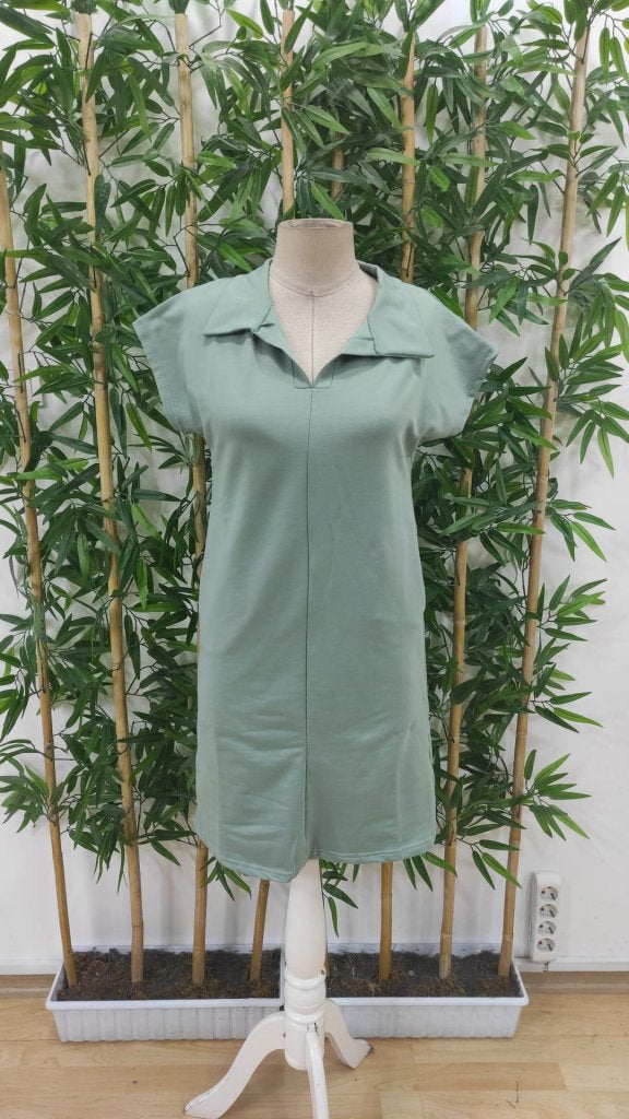 Rochie de damă cu mânecă scurtă și guler din viscoză cu două fire, 31220