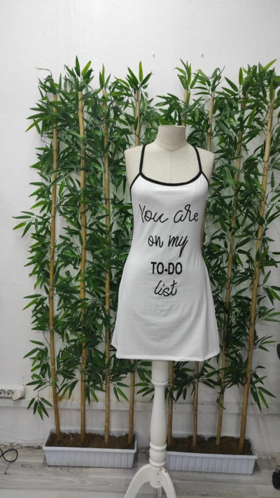 Women's Sleeveless Cami Criss-Cross Back Detail To Do List Print Supima Nightgown Dress, 34160