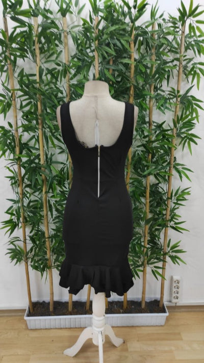 Women's Strappy V-Neck Back-Zip Scuba Dress, 24624