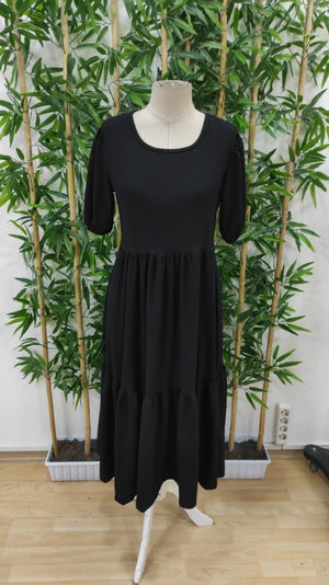 Rochie de damă cu mânecă scurtă, decolteu deschis, stratificată, model balon, purpuriu, 33894