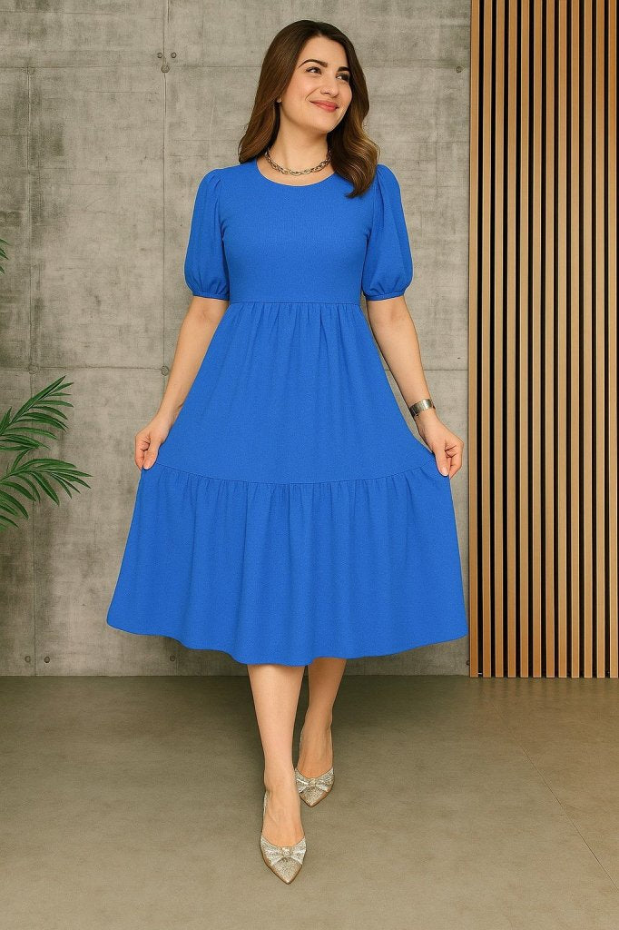 Rochie de damă cu mânecă scurtă, decolteu deschis, stratificată, model balon, purpuriu, 33893