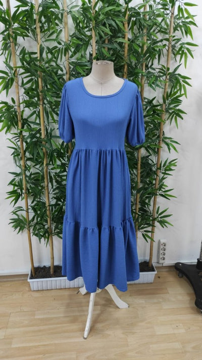 Rochie de damă cu mânecă scurtă, decolteu deschis, stratificată, model balon, purpuriu, 33893