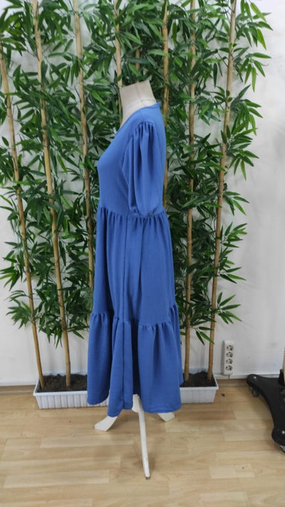 Rochie de damă cu mânecă scurtă, decolteu deschis, stratificată, model balon, purpuriu, 33893