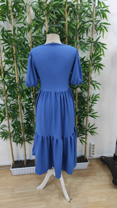 Rochie de damă cu mânecă scurtă, decolteu deschis, stratificată, model balon, purpuriu, 33893