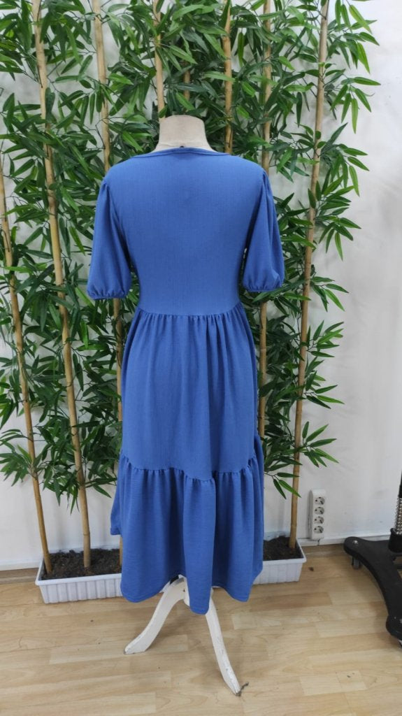 Rochie de damă cu mânecă scurtă, decolteu deschis, stratificată, model balon, purpuriu, 33893