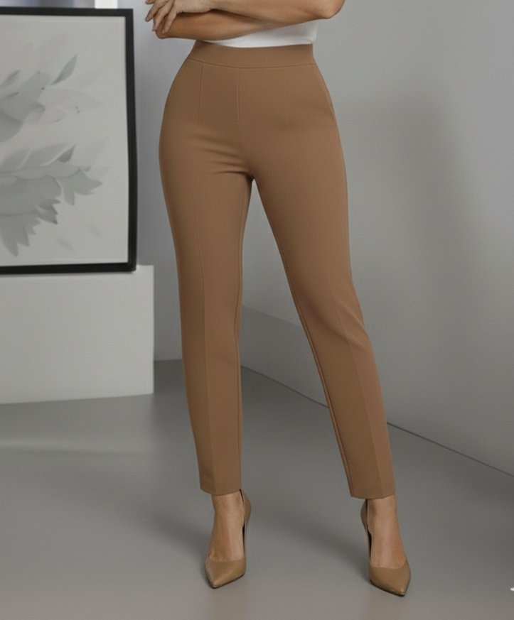 Pantaloni de damă din crep importat, cu talie înaltă, 30936