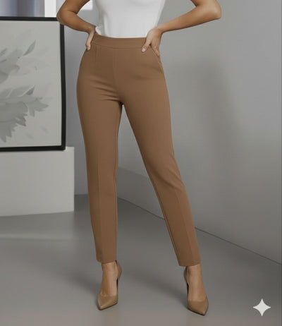 Pantaloni de damă din crep importat, cu talie înaltă, 30936