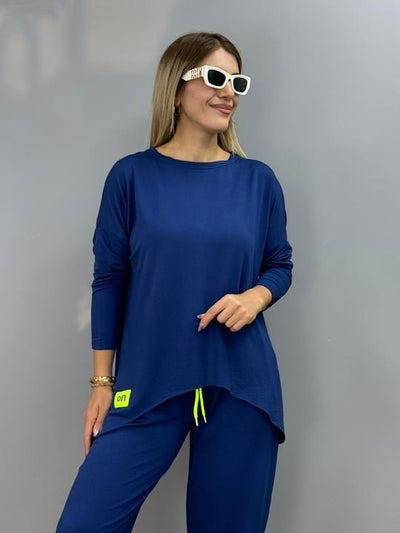 Compleu de damă din viscoză, cu două fire, cu mânecă lungă și detaliu insignă, 24743