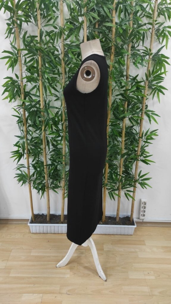 Rochie midi fără mâneci, cu guler rotund, din viscoză, cu două fire, 26970
