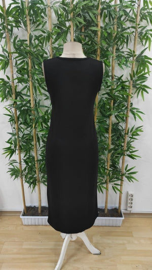 Rochie midi fără mâneci, cu guler rotund, din viscoză, cu două fire, 26970