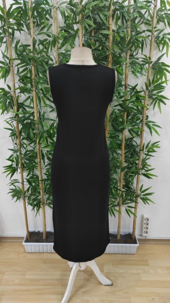 Rochie midi fără mâneci, cu guler rotund, din viscoză, cu două fire, 26970
