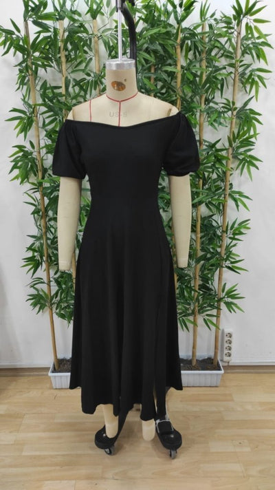 Rochie midi din crep strălucitor, cu mânecă scurtă și decolteu pătrat, pentru femei, 27457