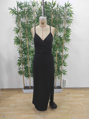 Rochie de damă din crep, cu bretele și decolteu înfășurat, 24873