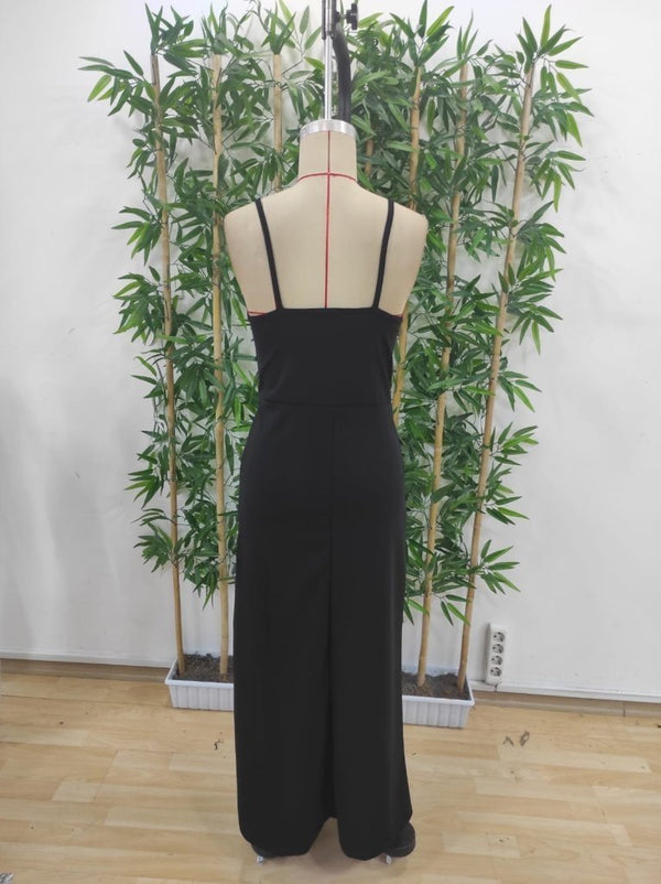 Rochie de damă din crep, cu bretele și decolteu înfășurat, 24873