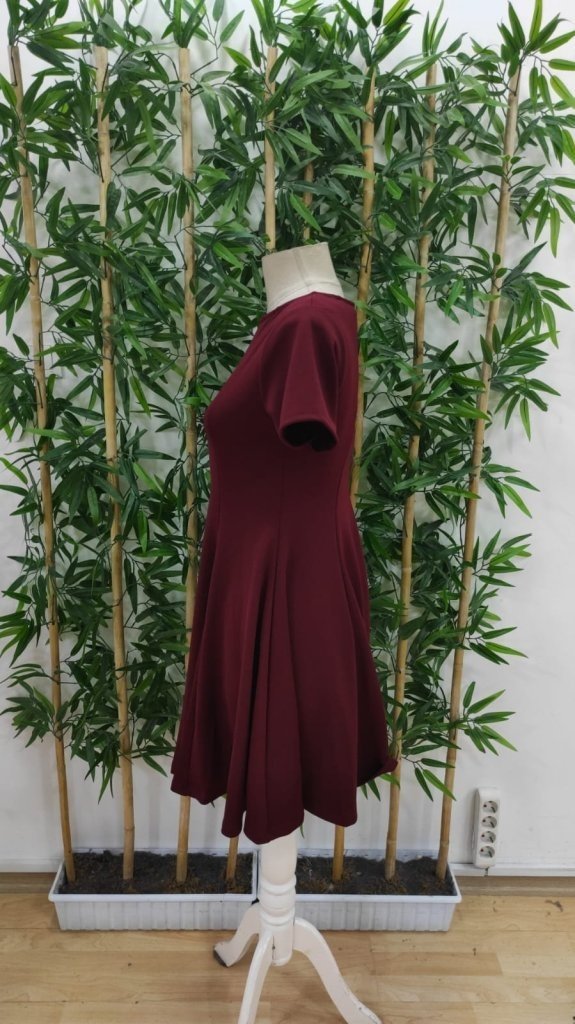 Rochie evazată cu mânecă scurtă din crep importat pentru femei, 26682