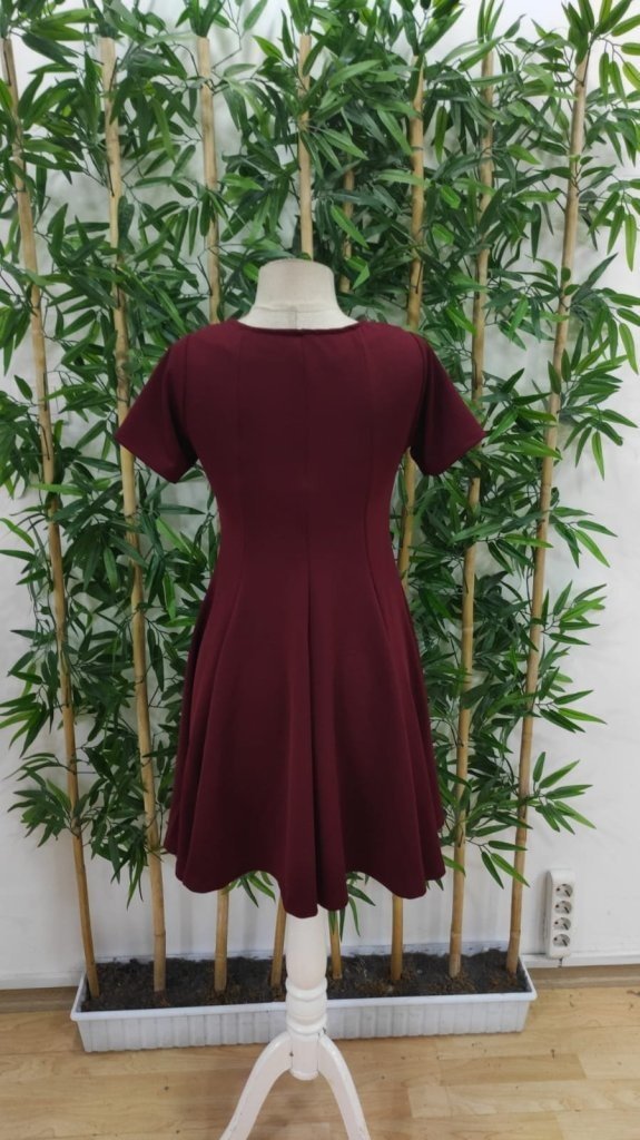 Rochie evazată cu mânecă scurtă din crep importat pentru femei, 26682