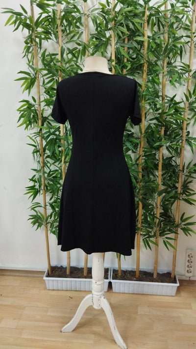Rochie din viscoză, bicoloră, cu mânecă scurtă, de damă, cu decolteu în V și nasturi în față, 24899