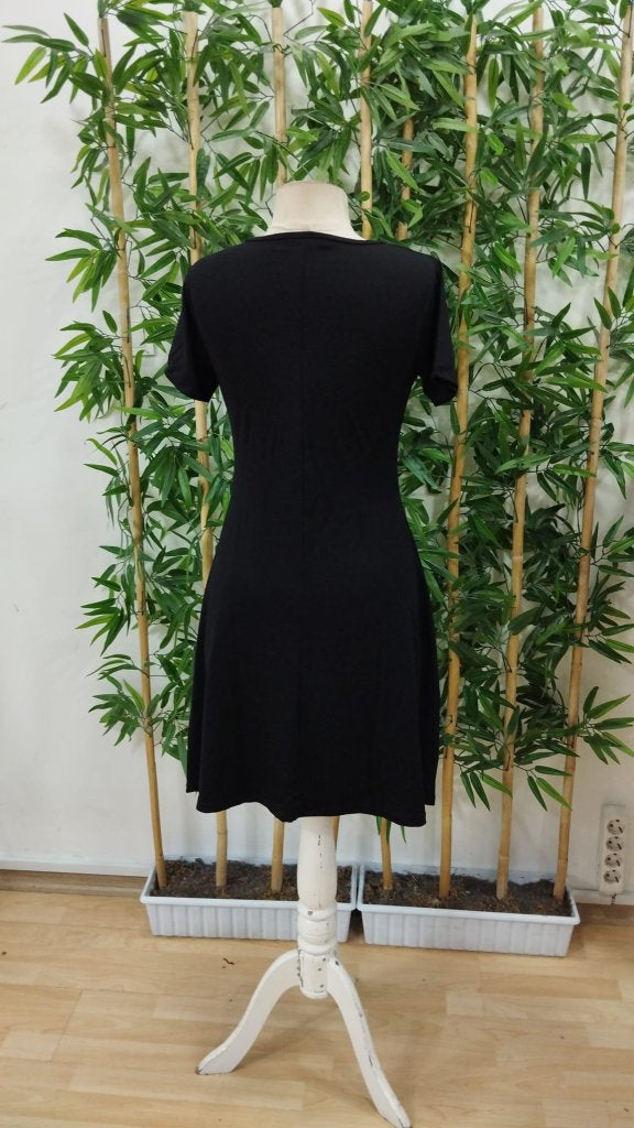 Rochie din viscoză, bicoloră, cu mânecă scurtă, de damă, cu decolteu în V și nasturi în față, 24899
