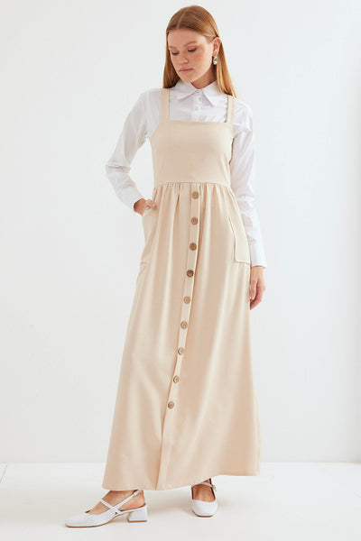 2490 Rochie Salopetă Lungă - Crem