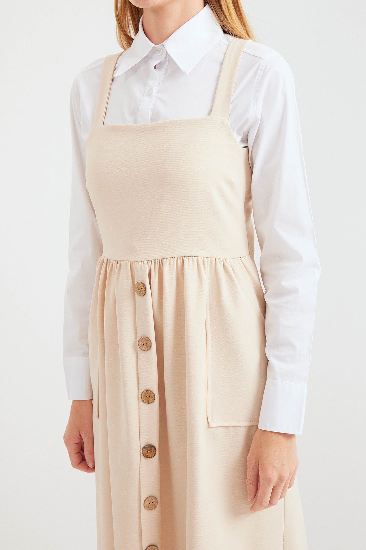 2490 Rochie Salopetă Lungă - Crem