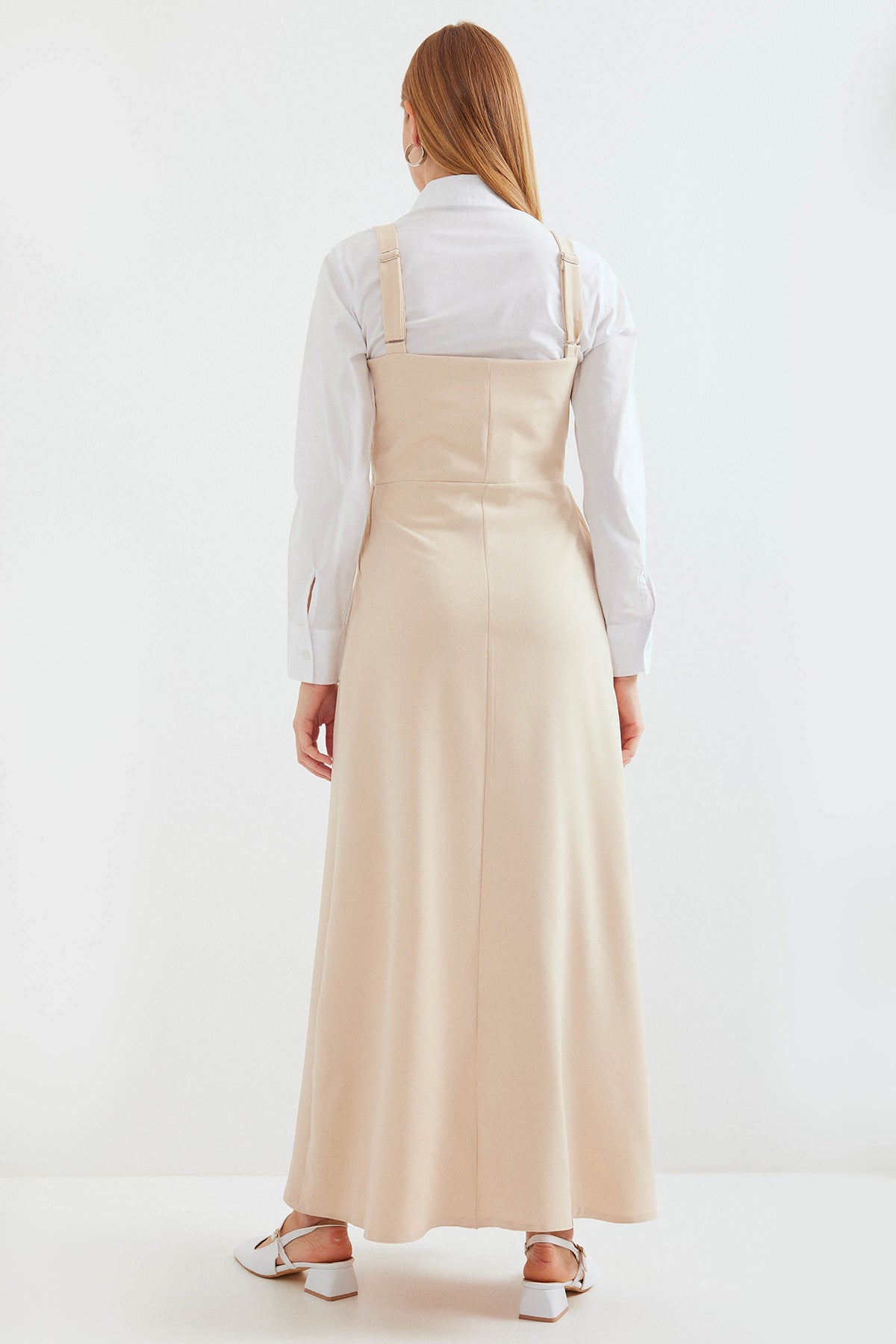 2490 Rochie Salopetă Lungă - Crem