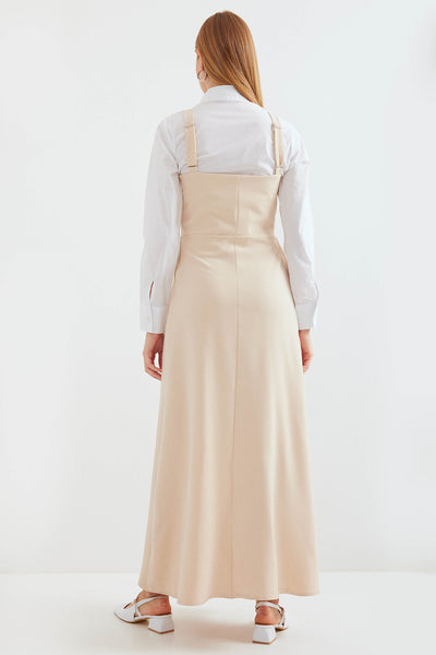 2490 Rochie Salopetă Lungă - Crem
