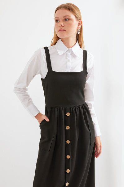 2490 Rochie Salopetă Lungă - Negru