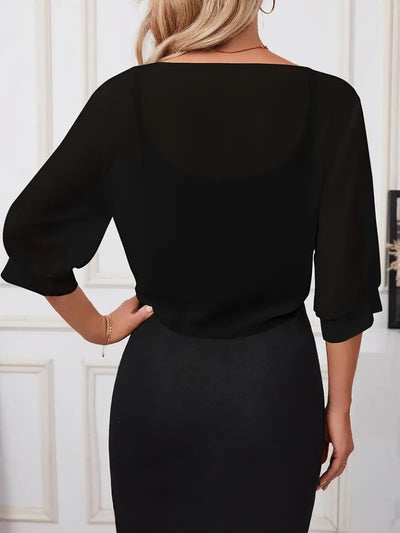 Kadın Truvakar Kol önden Bağlamalı Kısa şifon Bolero Ceket, 25354