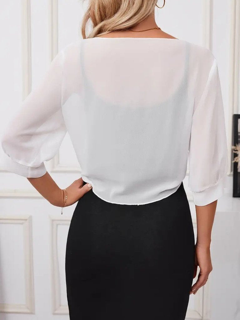 Kadın Truvakar Kol önden Bağlamalı Kısa şifon Bolero Ceket, 25355