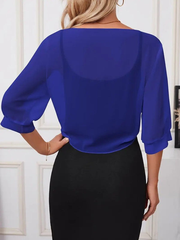 Kadın Truvakar Kol önden Bağlamalı Kısa şifon Bolero Ceket, 33503