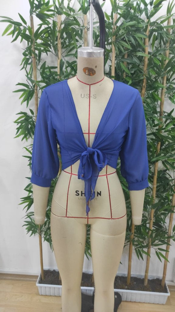 Kadın Truvakar Kol önden Bağlamalı Kısa şifon Bolero Ceket, 33503