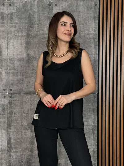 Kadın Askılı Yuvarlak Yaka Viskon Iki Iplik Bluz Ve Eşofman Altı Ikili Takım, 26613